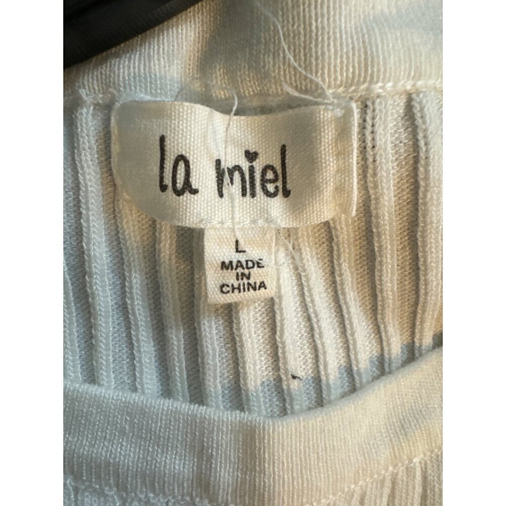 La Miel Ribbed Sleeveless Ruffle Top Size L - Picture 4 of 4